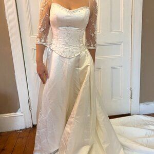 2 Piece Wedding Dress Beaded Embroidered Gown